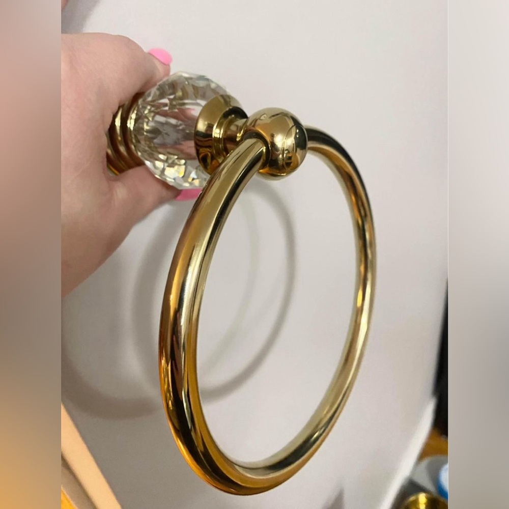 Gold crystal towel bar / face cloth holder